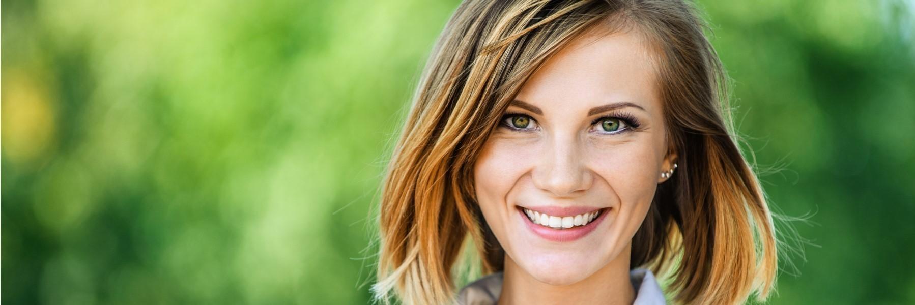 Blonde woman smiling